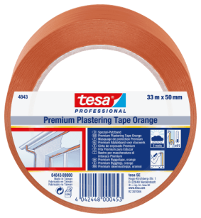 TAŚMA TYNKARSKA PREMIUM tesa® 4843 50 mm X 33 m MASKUJĄCA POMARAŃCZOWA