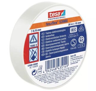 TAŚMA IZOLACYJNA BIAŁA tesa® Professional 53988 PVC 19mmx20m