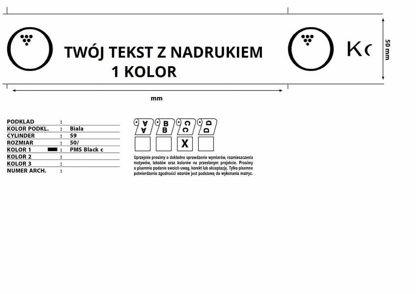 TAŚMA OPAKOWANIOWA Z NADRUKIEM 1 koloru 48mm X 60m kauczuk naturalny