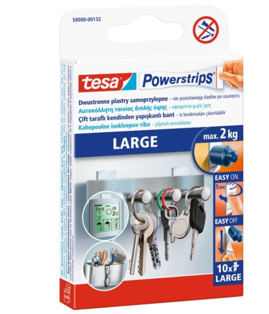 Plastry montażowe tesa® 58000 POWERSTRIPS 10szt. duże, do 2kg 2cmx5cm