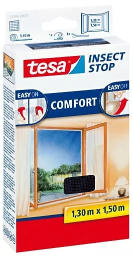 Moskitiera okienna tesa® 55388 COMFORT 1,3m x 1,5m, czarna