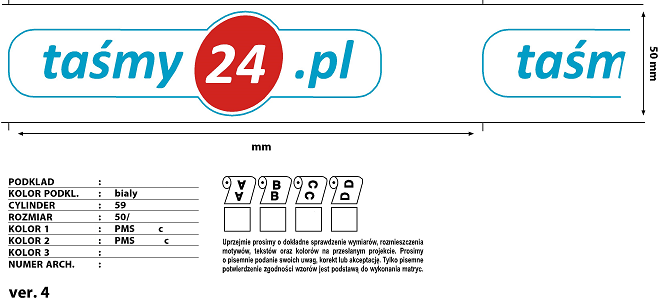 TAŚMA OPAKOWANIOWA Z NADRUKIEM 2 KOLORY 48mm X 60m kauczuk sztuczny