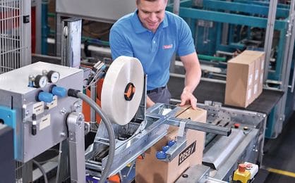 tesa® 60418 maszynowa taśma pakowa z PET pochodzącego z recyklingu 50mm x 1500m