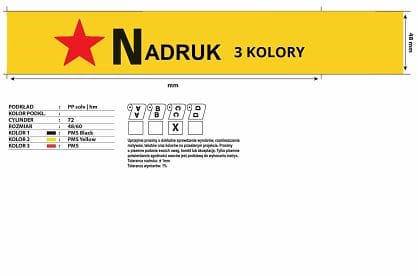 TAŚMA PAKOWA Z NADRUKIEM 3 KOLORY 48mm X 60m kauczuk sztuczny