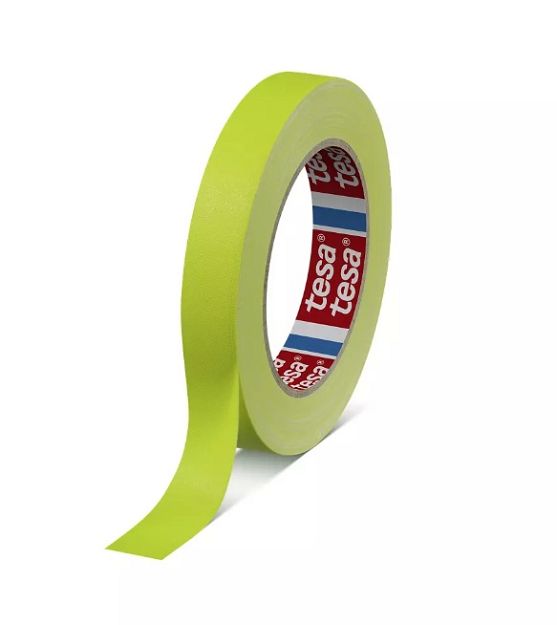 TAŚMA TKANINOWA GAFFER tesa® 4671 19mmX25m ŻÓŁTA FLUORESCENCYJNA w UV