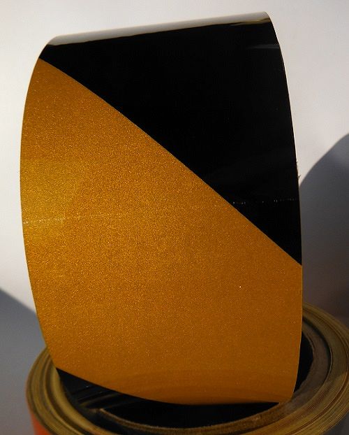 TAŚMA ODBLASKOWA OSTRZEGAWCZA GŁADKA 50mmX1mb ŻÓŁTO-CZARNA