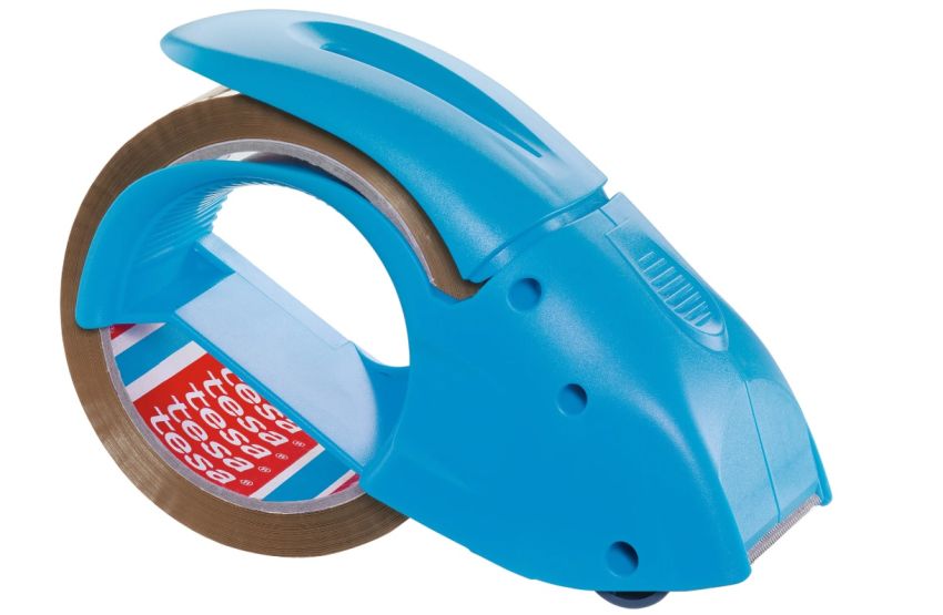 Dyspenser do taśmy pakowej tesapack® 51112 PACK' N' GO z szarą taśmą 50m GRATIS, niebieski