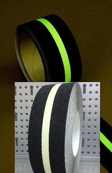 GLOW LINE CZARNA TAŚMA ANTYPOŚLIZGOWA Z PASKIEM ŚWIECĄCYM W CIEMNOŚCI 50mmx18,3m